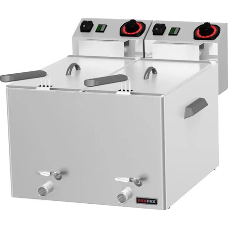 Friteuse électrique double pour les poissons 0,43 kW/l, 8+8 l TOP avec robinet de vidange 230 V REDFOX - FE 88 V - REDFOX