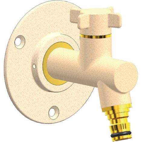Robinet de jardin antigel OSLO vertical Mâle 1/2" (15/21) avec son applique Multicouche Ø16x2 - Sable - Anquier