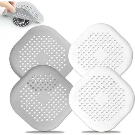 Lot de 4 Protections de Drainage en Silicone avec Ventouse Filtre Evier de Cuisine Bouchon pour Baignoire Salle de Bain 2 Gris+2 Blanc