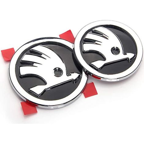 2 pièces badge calandre 3D autocollant en métal pour Skoda décoration de carrosserie logo style (1/3)