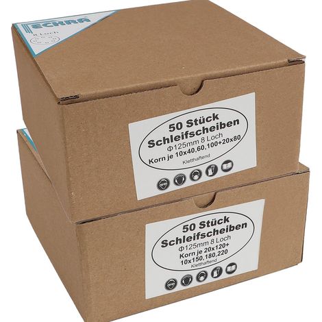 Eckra Schleifscheiben 125mm Mix Sortiment 100 Blatt Korn 40-220 Klett Kletthaftend Schleifpapier (1/4)