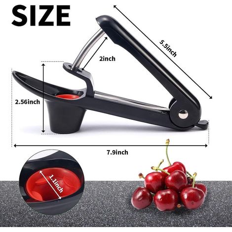 Dénoyauteur cerise et olives en acier inoxydable – Support silicone alimentaire – Dénoyautage rapide et efficace – Nettoyage facile