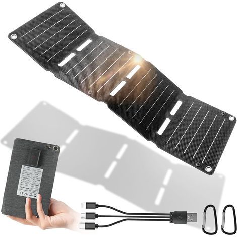 Foldable Solar Panel, 10W Portable USB Charger, 600D Waterproof for Phone, Tablet, Power Bank (1/5)