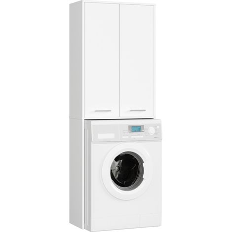 Akord – Meuble machine à laver FIN blanc 64 cm – 2 portes – 4 étagères – Dimensions 64x30x180 cm – Conception universelle pour salle de bain (1/5)