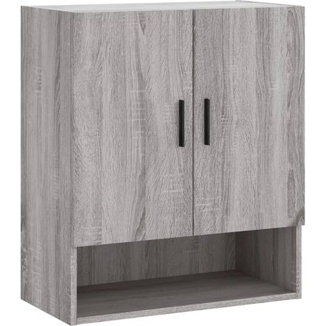Pratico armadietto da parete design contemporaneo portaoggetti 60 x 31 x 70 cm in legno multistrato grigio 020048779
