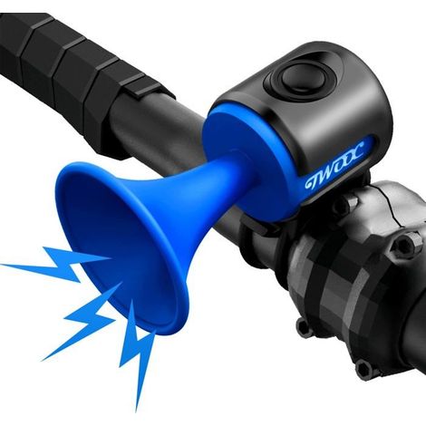 Sonnette de vélo 120 dB, sonnette de vélo étanche IPX4, klaxon électronique, convient aux guidons de 15 à 30 mm,Noir et bleu (1/4)