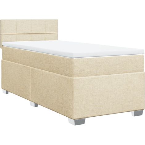 Maison Exclusive - Giroletto a Molle con Materasso Crema 100x200 cm in Tessuto