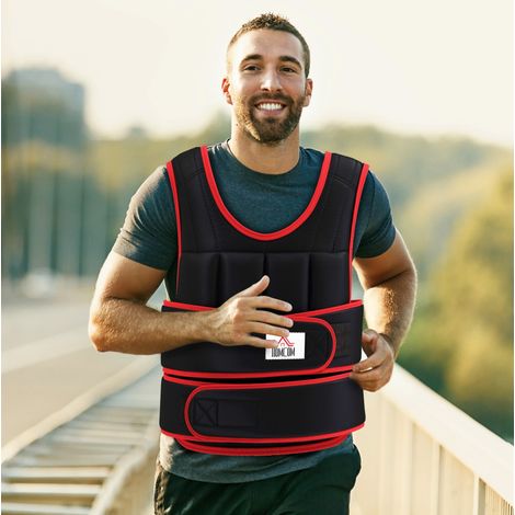 Chaleco lastrado 60x50 cm de tela Oxford negro y rojo, ajustable para entrenamiento en casa (1/5)