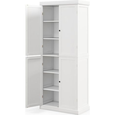 Costway – Armoire de rangement blanche 4 portes – 5 étagères réglables – Dimensions 76 x 40 x 184,5 cm – MDF et métal – Anti-basculement (1/5)