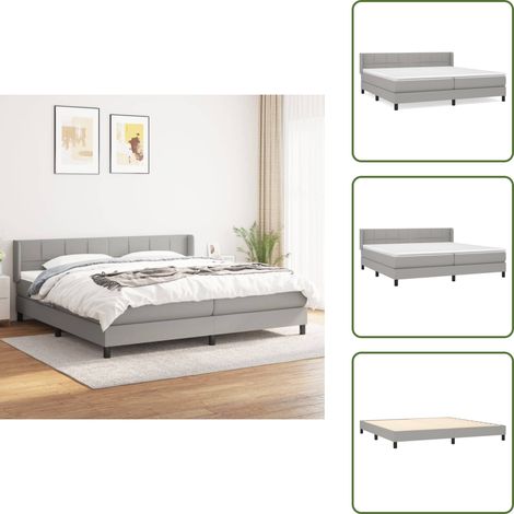 Boxspringbett mit Matratze Hellgrau 200x200 cm Stoff - Boxspringbett - Doppelbett - Bettenrahmen - Lattenrost - Matratze