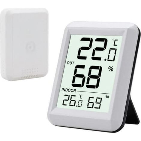 Thermomètre et hygromètre sans fil intérieur/extérieur blanc (1/4)