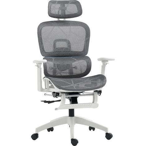 Multi-Adjustable Mesh Office Chair - Grey and White (1/5)