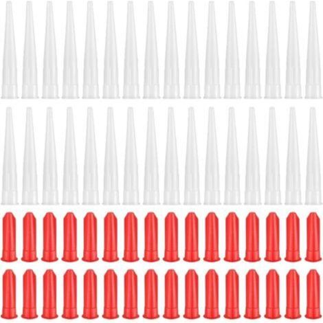 Silicone Cartridge Nozzles – Pack of 32 reusable caulking nozzles with red caps for sealant and silicone