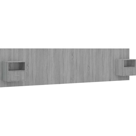 Maison Exclusive - Testiera Letto con Comodini in Legno Multistrato Grigio Sonoma (1/5)