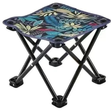 Chaise pliante à rayures et motif feuille d'érable — Chaise pliante portable (idéale pour les loisirs, les pique-niques, la pêche et le camping) — Tabouret compact (1/5)