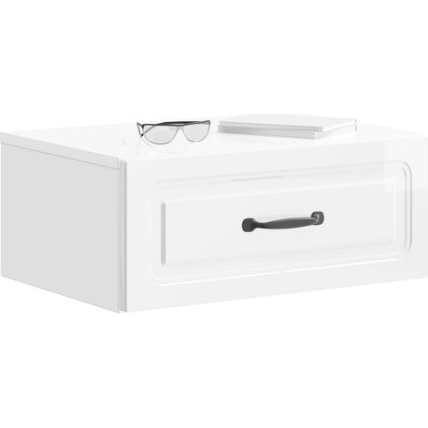 Maison Exclusive - Mobiletto da notte a muro Bianco Lucido 49 x 34,5 x 20 cm