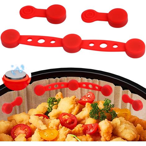 Boucle Magnétique En Silicone Pour Friteuse à Air Aimants En Silicone Pour Friteuse à Air Air Fryer Magnets Silicone Buckle 3pcs Accessoires Air Fryer pour Doublures En Papier Parchemin (Rouge)