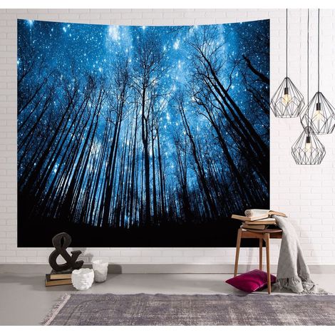 Tapisserie murale représentant un paysage naturel (forêt, plage, lac, arbres, nuages rocheux), vue esthétique, idéale pour une chambre ou un salon (200 cm x 150 cm, coloris 13).