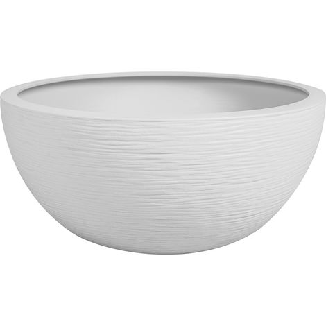 EDA – Pot de fleurs vasque en plastique blanc cérusé – Ø 30 cm – Contenance 5,5 L – Anti-UV – Pour intérieur et extérieur