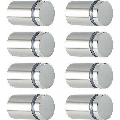 Lot de 8 entretoises en acier inoxydable pour plaques de verre Finition brossée 25 x 19 mm Installation facile avec vis fournies - EQS5019-8P (1/4)