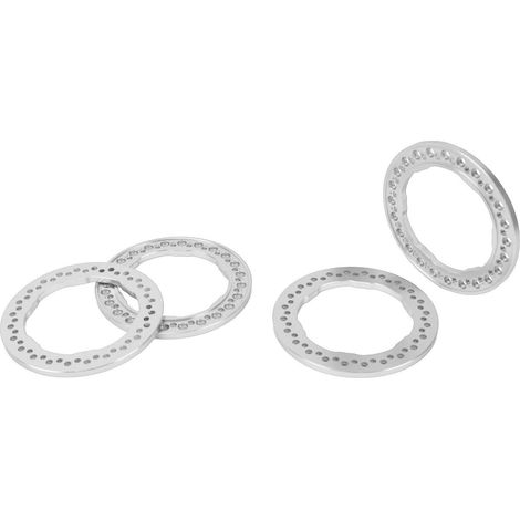 Anneaux de jante Beadlock extérieurs de 1,9 pouce en alliage d'aluminium, anneaux de remplacement Beadlock pour voiture RC Traxxas 1/10, couleur argent (1/5)