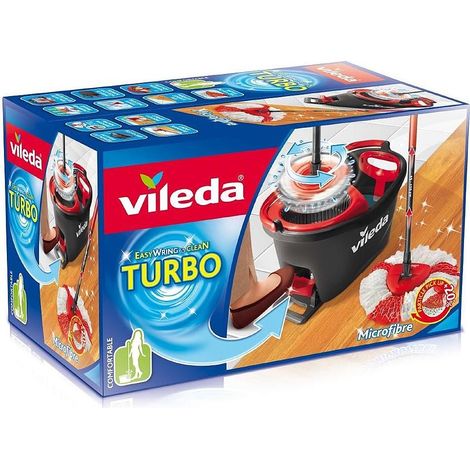 [NEUWERTIG] Vileda Turbo Easy Wring & Clean Komplett Set, Wischmop & Eimer Mit Power Schleuder B-Ware