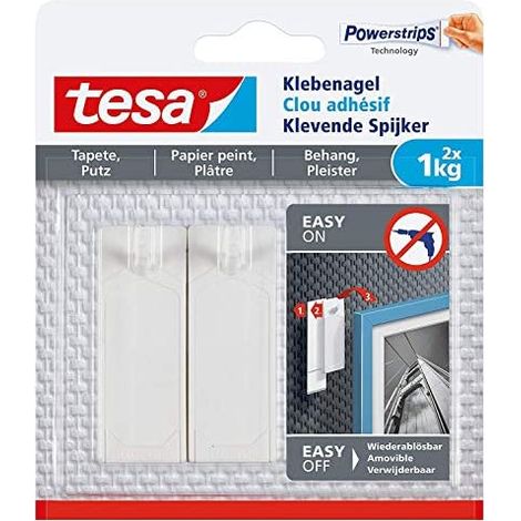 tesa Clavo adhesivo blanco para fijación decorativa