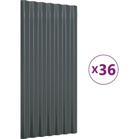 36 pcs Panneaux de toiture Tôle de toiture Acier Anthracite 80x36 cm MCYMH513598 (1/5)