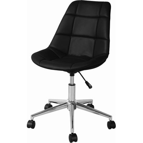 Sedia in ecopelle con ruote per cameretta moderna "Relaxing" -Nero (1/4)