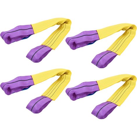 4 sangles de fixation pour jantes en alliage, pour remorque ou transporteur, jaune/violet (1/5)