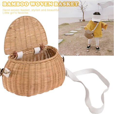 Sacs à dos pour enfants, paniers portables tissés à la main, paniers de vélo tissés à la main, parfaits pour le camping, la photographie et les voyages. (1/3)