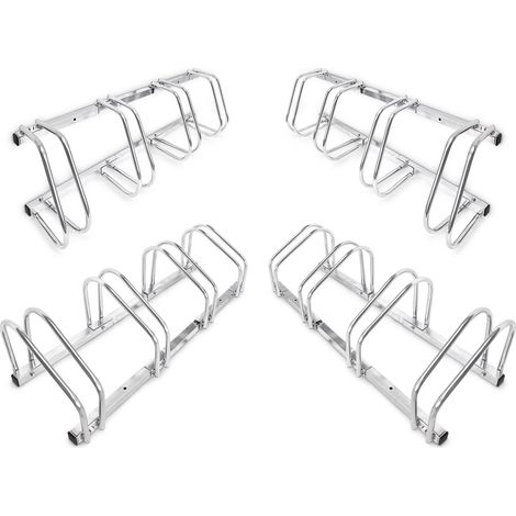 Set of 4 Relaxdays bike racks, for 4 bicycles, wall and floor mounted, bicycle, chrome-plated steel, outdoor, silver