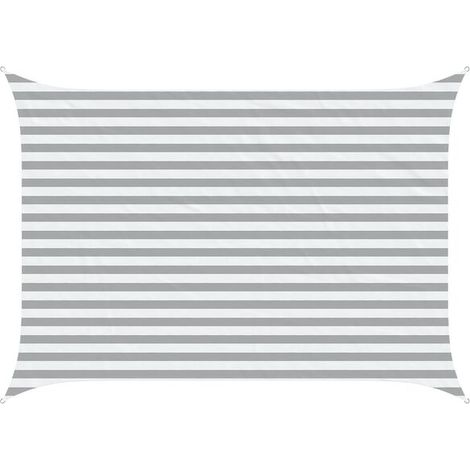 Voile d'ombrage gris clair et blanche, 3,5 x 2,5 mètres (1/5)