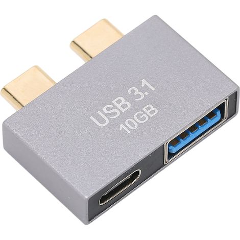 Hub USB-C Double Port Compact pour MacBook, PC Portable et Tablette (Adaptateur USB-C Mâle vers USB Femelle)
