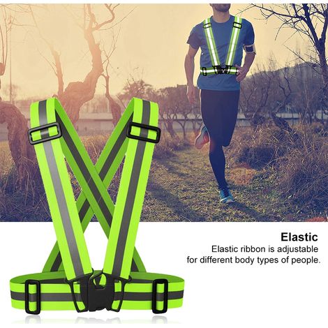 Ceinture de sécurité réfléchissante verte pour cyclistes, coureurs nocturnes et travailleurs (1/5)