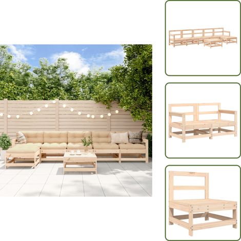 7-tlg. Garten-Lounge-Set Massivholz Kiefer - Gartenmöbel - Loungesessel - Rattan Möbel - Outdoor Furniture - Kiefernholzmöbel (1/5)