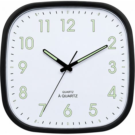 Horloge murale carrée 12 pouces blanche lumineuse silencieuse blanc 32 × 32 × 5 cm 1,022 kg – Livraison gratuite