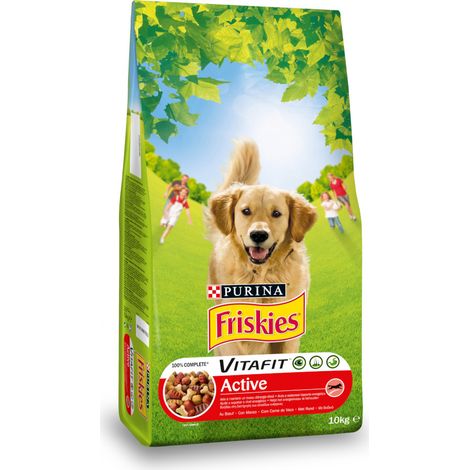 Purina friskies per cani crocchette vitafit active con manzo in confezione da 10 kilogram