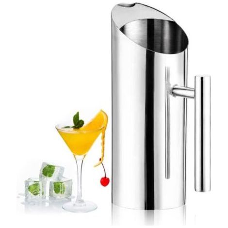 Stainless steel water pitcher, Stainless steel water pitcher, stainless steel pitcher, water carafe, homemade cold drinking pitcher, water pitcher, water jug ​​with pouring spout and water jug ​​handl (1/4)