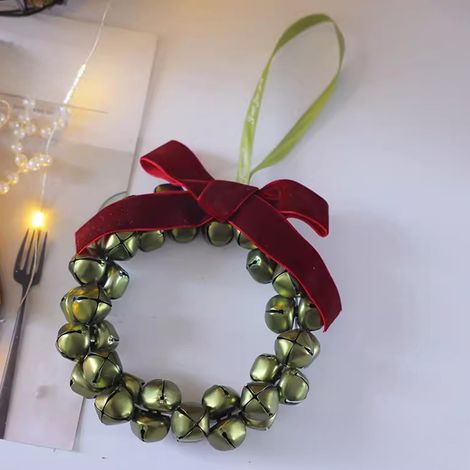 Cloche De Noël - Guirlande En Fer Vert - 16 X 16 Cm - Décoration Festive Pour Porte Mur Fenêtre - 1 Pièce (1/5)