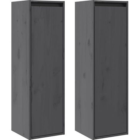 Meubles de Rangement,Armoires murales 2 pcs Gris 30x30x100 cm Bois de pin massif CFW905777 (1/5)