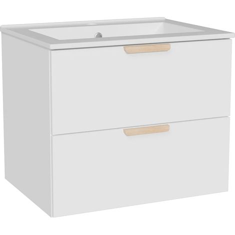 Mobile bagno sospeso con lavabo da incasso Bianco L60 cm – AVORELI (1/5)