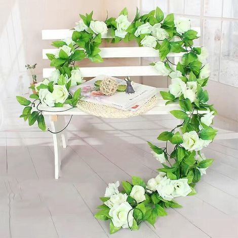 2 Pices 2.3mguirlande De Roses Artificielles Artificielle Rose Vigne Guirlande Fleurs Artificielles, Soie Fleur Guirlandepour Les Arches Ftes Dco (1/5)