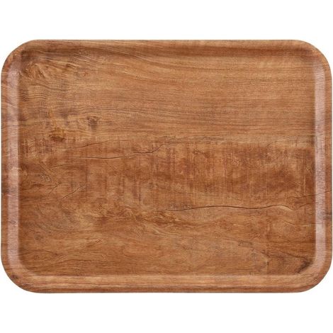 Plateau stratifié surface grainée Madeira olivier marron 43 cm - 430 x 330 x 14 mm - CAMBRO (1/4)
