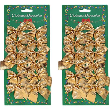 Noeuds de Noël Grand nud de sapin de Noël Décorations de sapin de Noël, doré (1/2)
