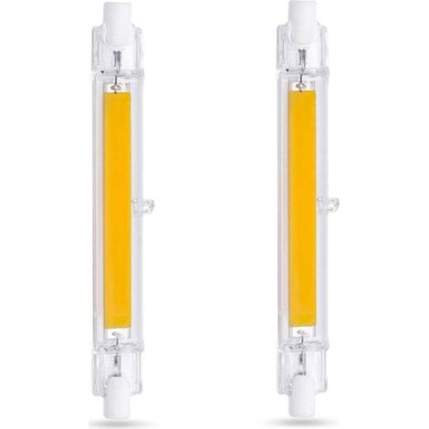 Ampoule LED R7S 118 mm 10 W Blanc froid 6000 K, 1000 lm, équivalent à une ampoule halogène R7S J118 80 W/100 W, dimmable, ampoule LED COB extra-plate R7S 118 mm pour applique murale/lampadaire, lot de (1/5)