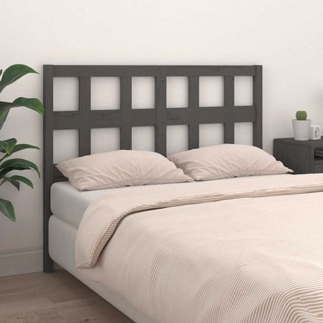 vidaXL Cabecero de cama madera maciza de pino gris 125,5x4x100 cm (1/5)