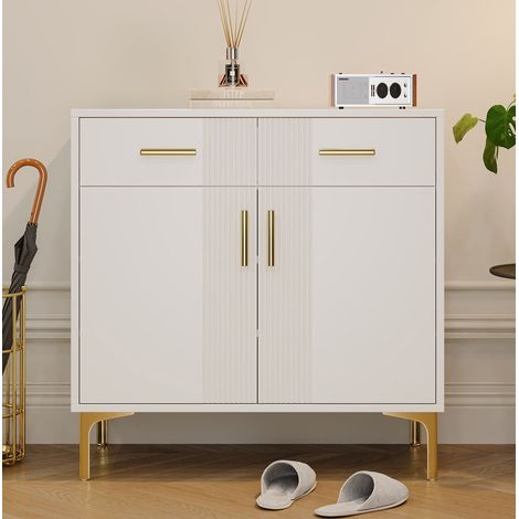 Meuble rangement buffet 80 cm blanc MDF contemporain OKMYHOME (1/5)