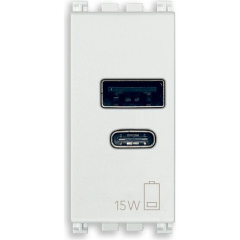 VIMAR - 19292.AC.15.B Alimentatore USB A+C 15W 5V 1M bianco