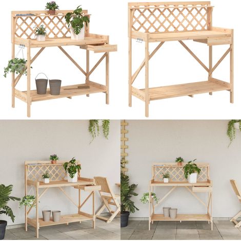 Pflanztisch mit Rankgitter Massivholz Tanne - Tannenzapfentisch - Holzregal - Gärtnertisch - Blumenkasten - Pflanze Stand - Home & Living (1/5)